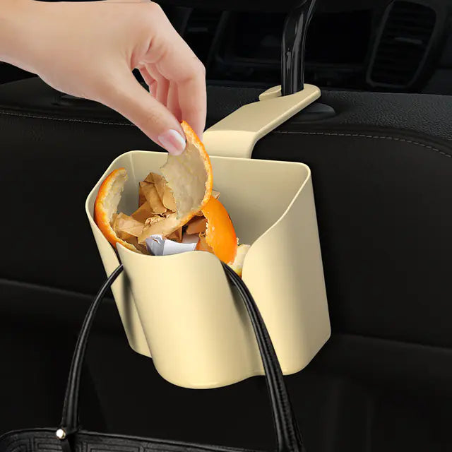 Car Trash Can with Seat Storage Box and Hook Design