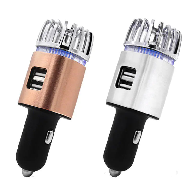 Aluminum Alloy USB Car Air Purifier with Dual Charger