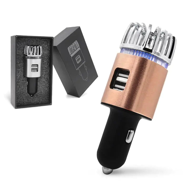 Aluminum Alloy USB Car Air Purifier with Dual Charger