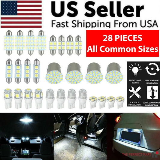 28Pcs Car Interior LED Light For Dome Map License Plate Lamp Bulbs Accessories