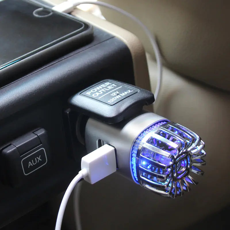Aluminum Alloy USB Car Air Purifier with Dual Charger