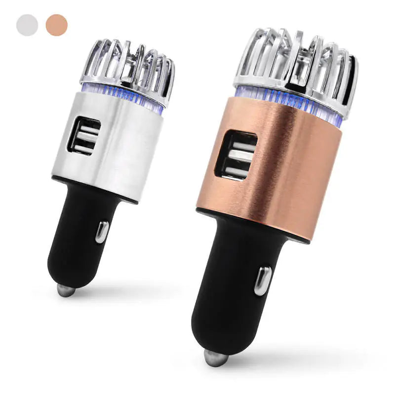 Aluminum Alloy USB Car Air Purifier with Dual Charger